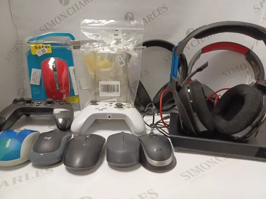 LOT OF APPROX 15 ASSORTED ELECTRICAL ITEMS TO INCLUDE XBOX CONTROLLER, RAPOO WIRELESS MOUSE, ASTRO HEADPHONES, ETC 