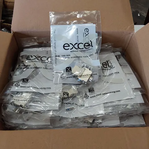 BOX OF APPROXIMATELY 100x BAGGED EXCEL CAT5e SCREENED TOOLLESS JACKS