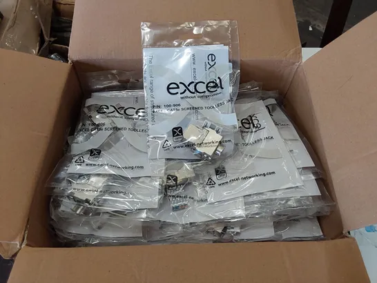 BOX OF APPROXIMATELY 100x BAGGED EXCEL CAT5e SCREENED TOOLLESS JACKS