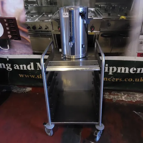 COMMERCIAL STAINLESS STEEL CATERING TROLLEY WITH HOT WATER BOILER / TEA DISPENSER 
