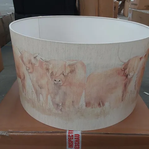 BOXED VOYAGE MAISON HIGHLAND CATTLE 52cm LAMPSHADE LINEN