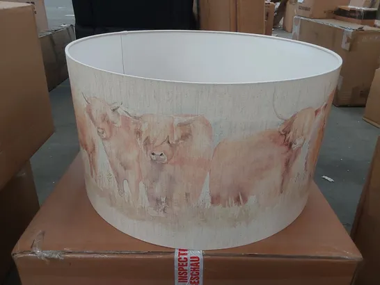 BOXED VOYAGE MAISON HIGHLAND CATTLE 52cm LAMPSHADE LINEN