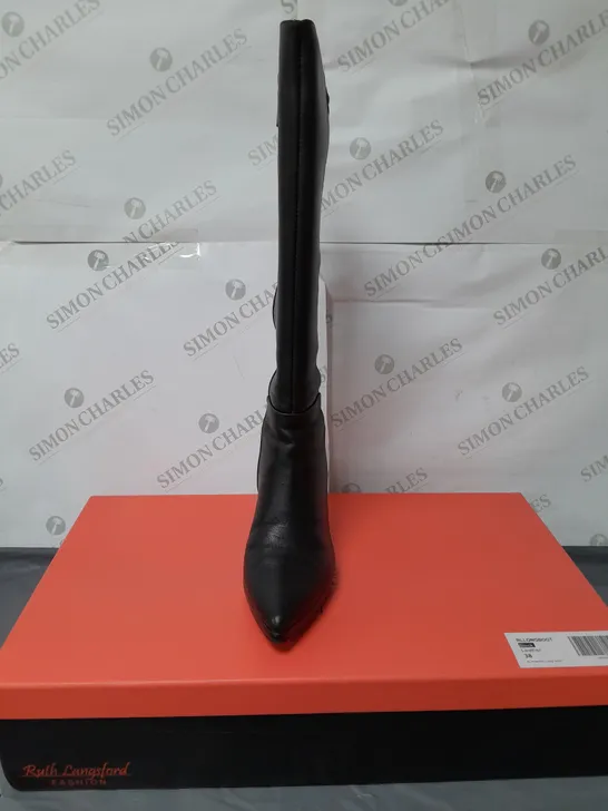 RUTH LANGSFORD LADIES KNEE HIGH HIGH HEEL BLACK BOOTS SIZE 5