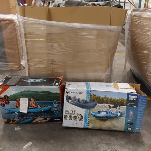PALLET OF ASSORTED INFLATABLE KAYAKS WITH VARIOUS FAULTS