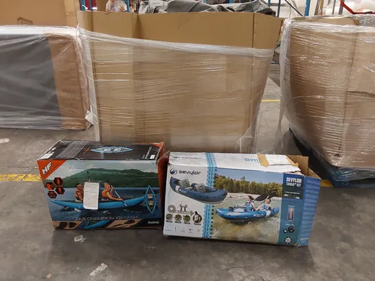 PALLET OF ASSORTED INFLATABLE KAYAKS WITH VARIOUS FAULTS