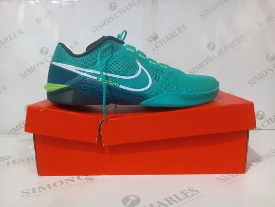 BOXED PAIR OF NIKE ZOOM METCON TURBO 2 SHOES IN JADE/TEAL UK SIZE 11