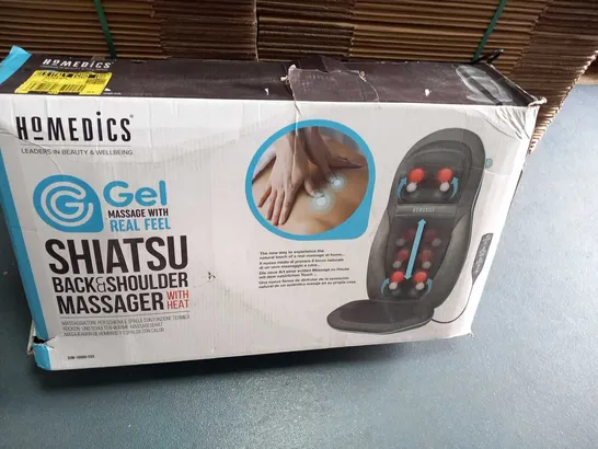 BOXED HOMEDICS SHIATSU BACK AND SHOULDER MASSAGER WITH HEAT AND GEL MASSAGE WITH REAL FEEL
