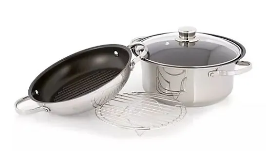 OUTLET COOK'S ESSENTIALS 3.8L MULTIFUNCTIONAL 24CM PAN SET STAINLESS STEEL