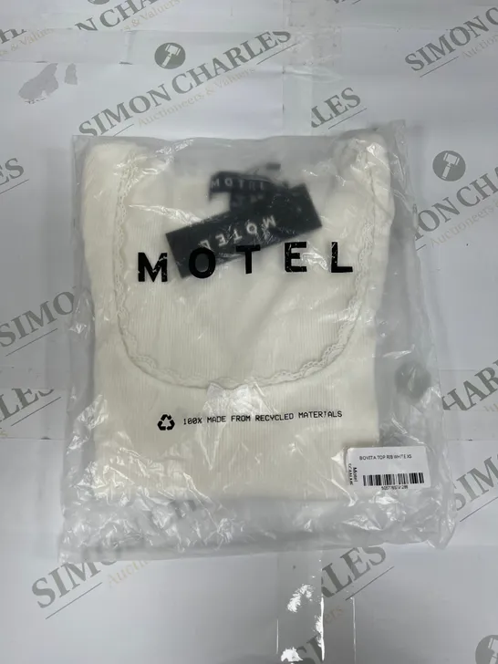 MOTEL BOVITA RIBBED TOP IN WHITE SIZE XS