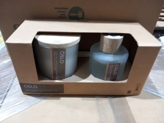 APPROXIMATELY 9 BOXED OSLO DIFFUSER AND CANDLE GIFT SETS