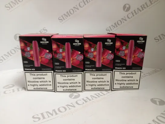 4 X BOXED (10 DISPOSABLES PER BOX) GEEK BAR DISPOSABLE VAPES - PEACH ICE