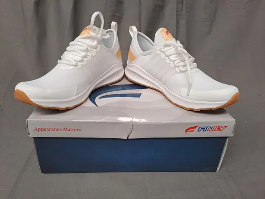 BOXED PAIR OF FINILY BREEZE SHOES IN WHITE/GOLD UK SIZE 7