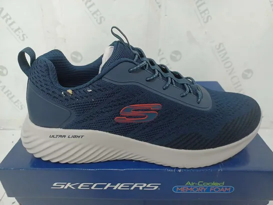 SKECHERS MENS AIR COOLED MEMORY FOAM TRAINERS  IN NAVY - SIZE 10