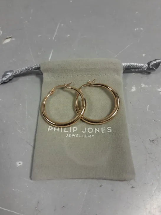 PHILIP JONES ROSE GOLD COLOUR HOOP EARRINGS 