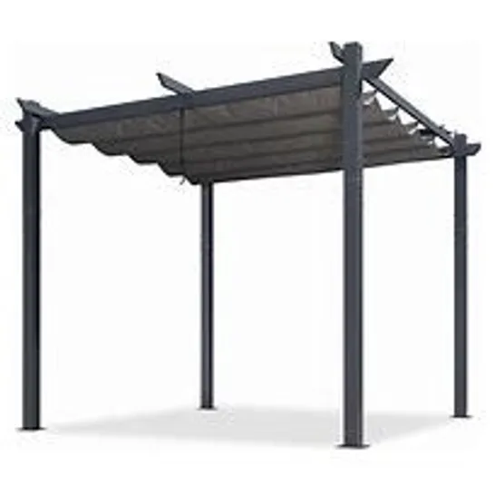 BOXED PURPLE LEAF 10' X 10' WOOD GRAIN FINISH ALUMINIUM PERGOLA (1 BOX)