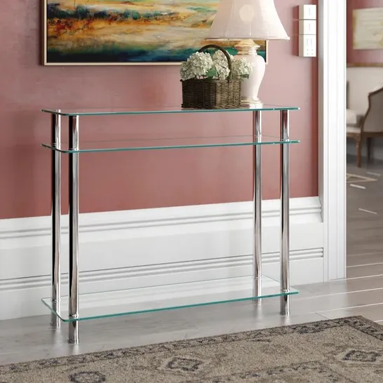 BOXED GLASS 90CM CONSOLE TABLE (2 BOXES)