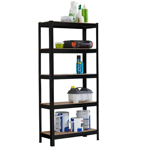 BOXED NEO 5-TIER METAL SHELVING UNIT - BLACK