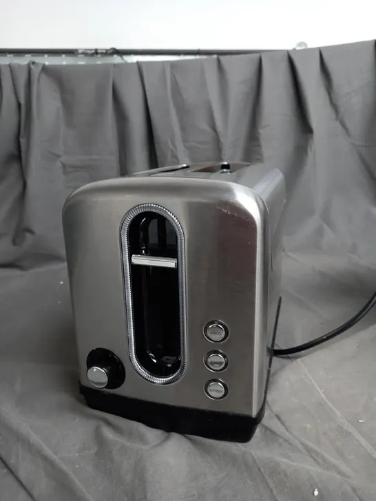 BOXED COOKWORKS BRUSHED STAINLESS STEEL 2 SLICE TOASTER 