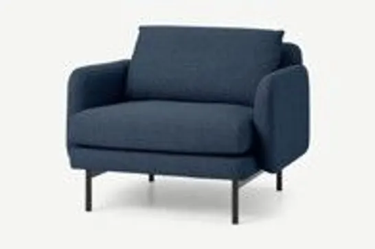 BRAND NEW BOXED MADE.COM MIRO ARMCHAIR, MIDNIGHT WEAVE (1 BOX)