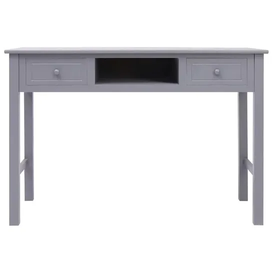 BOXED ALDYN SOLID WOOD WRITING DESK IN GREY - 1 BOX