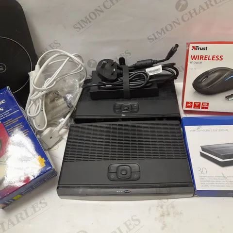 LOT OF APPROX 10 ASSORTED ELECTRICAL ITEMS TO INCLUDE TRUST WIRELESS MOUSE, POP UP MOBILE EXTERNAL, BT SET-UP BOX, ETC