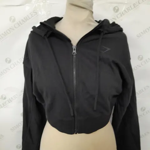 GYMSHARK CROPPED BLACK JACKET - SIZE S