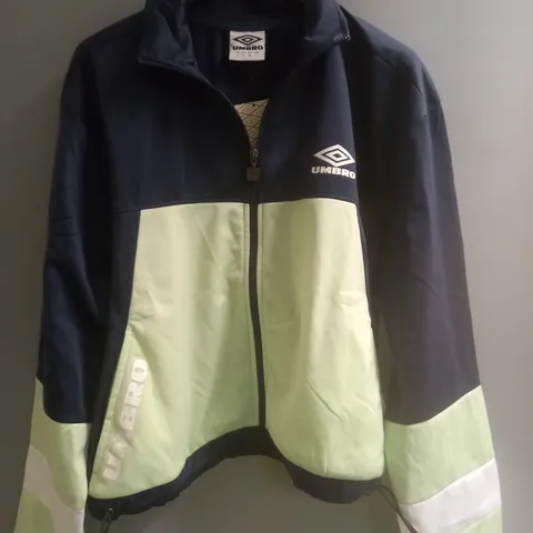 UMBRO TRACK SUIT TOP GREEN/NAVY SIZE 14