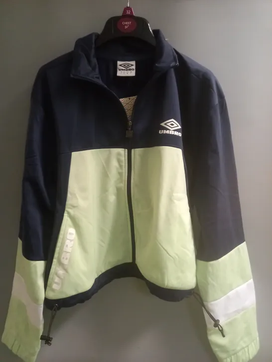 UMBRO TRACK SUIT TOP GREEN/NAVY SIZE 14