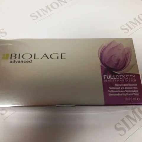 APPROXIMATELY 6 BIOLAGE ADVANCED FULL DENSITY HAIR SYSTEM STEMOXYDINE REGIMEN ENRICHED WITH STEMOXYDINE 10 X 6ML PER PACK