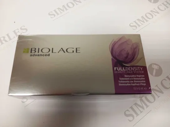 APPROXIMATELY 6 BIOLAGE ADVANCED FULL DENSITY HAIR SYSTEM STEMOXYDINE REGIMEN ENRICHED WITH STEMOXYDINE 10 X 6ML PER PACK