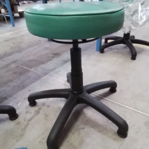 SIX HEIGHT ADJUSTABLE EXAMINATION STOOLS GREEN PU SEAT PADS