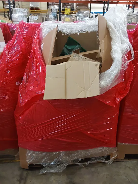 PALLET OF ASSORTED HOUSEHOLD ITEMS AND CONSUMER PRODUCTS. INCLUDES; TURNTABLES, PLAY MAT, VACMASTER VACUUM, PORTABLE PET CRATE, PAPER SHREDDER ETC