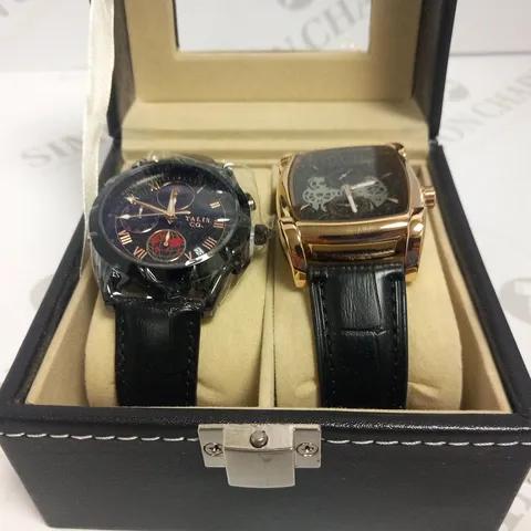 MENS TALIS CO WATCH DUEL GIFT BOX  2X WATCHES INCLUDED – BRAND NEW - LEATHER STRAP