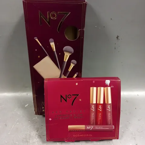 LOT OF 2 N07 BOXSETS TO INCLUDE - LUMINOUS GLOW LIP SHINE LIBRARY - BRUSH COLLECTION