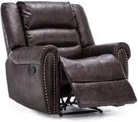 BOXED DENVER BROWN FAUX LEATHER MANUAL RECLINING EASY CHAIR (1 BOX)
