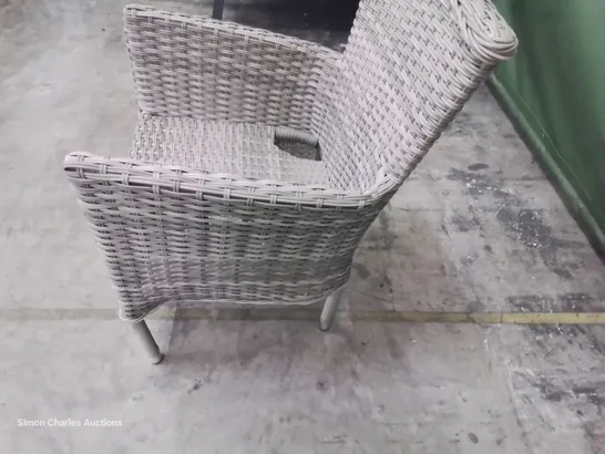 DESIGNER GREY RATTAN PATIO ARMCHAIR