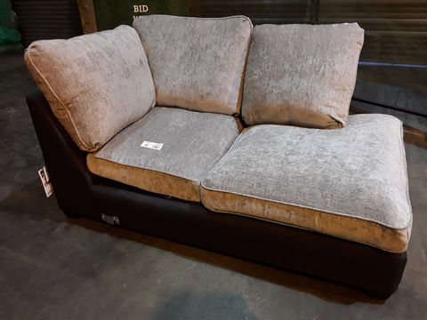 GREY & NATURAL FABRIC CHAISE SECTION