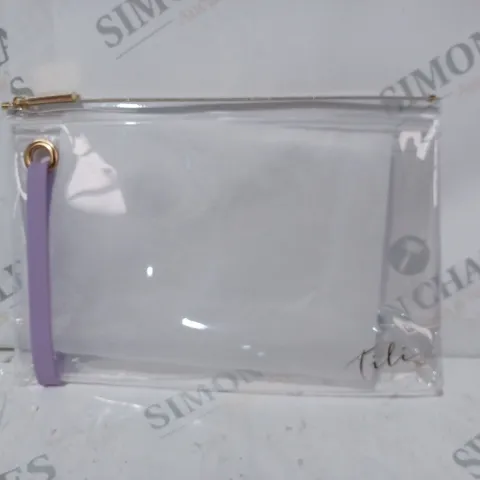 APPROXIMATELY 5 ASSORTED TILI TRANSPARENT ZIP-UP COSMETIC STORAGE POUCHES