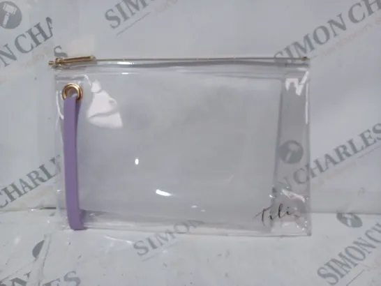 APPROXIMATELY 5 ASSORTED TILI TRANSPARENT ZIP-UP COSMETIC STORAGE POUCHES