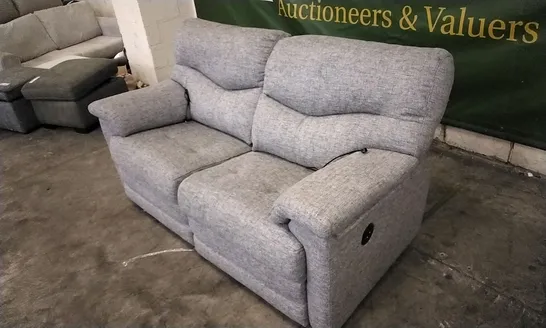 QUALITY BRITISH DESIGNED & MANUFACTURED G PLAN STRATFORD 2 SEATER POWER RECLINER SOFA REED PEWTER FABRIC