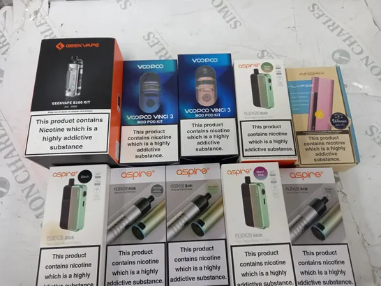 LOT OF 10 ASSORTED VAPING ITEMS TO INCLUDE GEEKVAPE AND VOOPOO