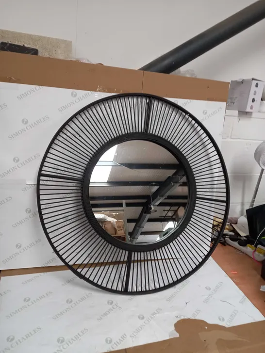 KELLY HOPPEN BAMBOO CIRCULAR MIRROR, BLACK [COLLECTION ONLY]