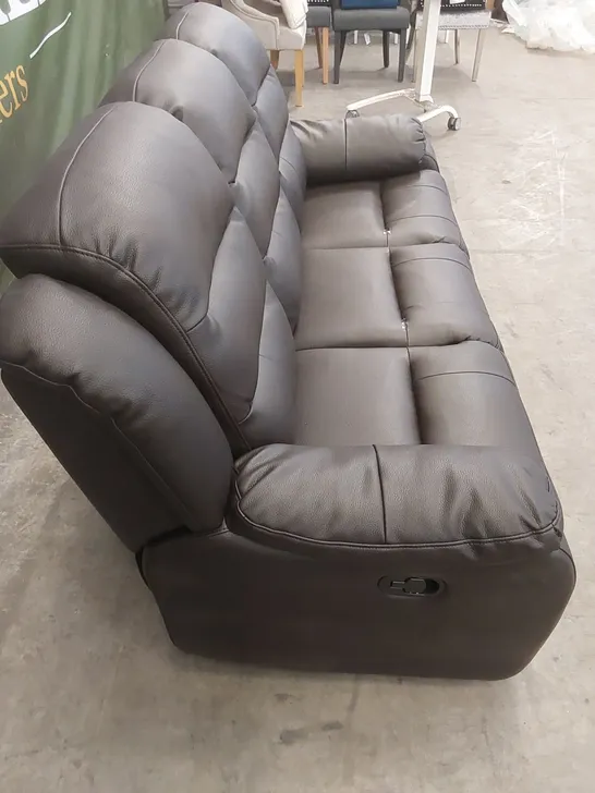 DESIGNER 3 SEATER FAUX LEATHER MANUAL RECLINER SOFA 