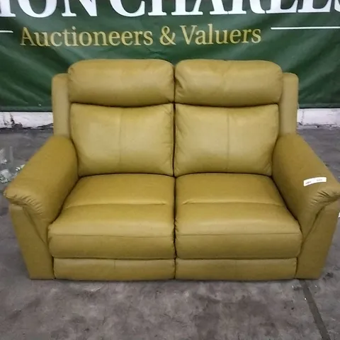 QUALITY DESIGNER MUSTARD LEATHER 2 SEATER SOFA