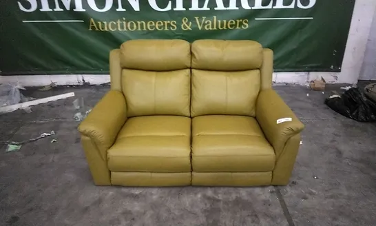 QUALITY DESIGNER MUSTARD LEATHER 2 SEATER SOFA