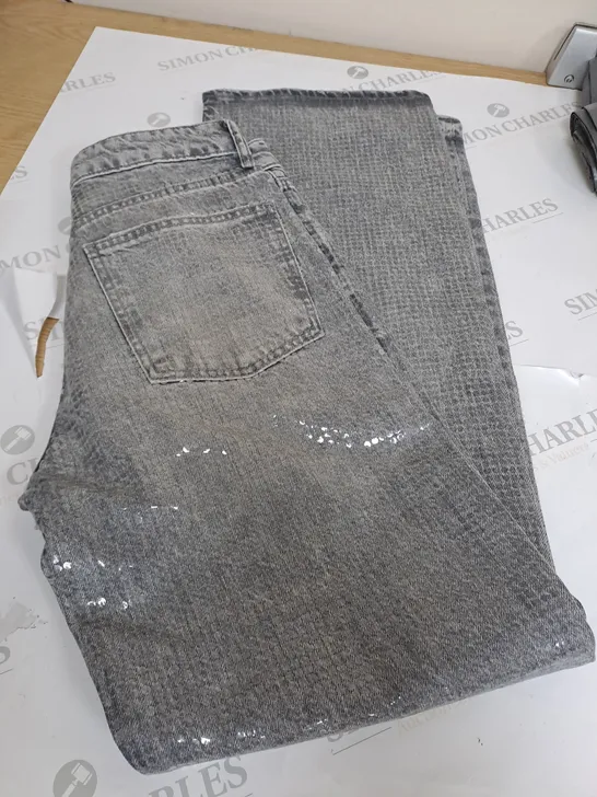 LIGHT GREY DENIM JEANS WITH SPARKLE EFFECT SIZE 38