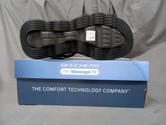 BOXED PAIR OF SKECHERS GO WALK MASSGE FIT SANDALS IN BLACK UK SIZE 12