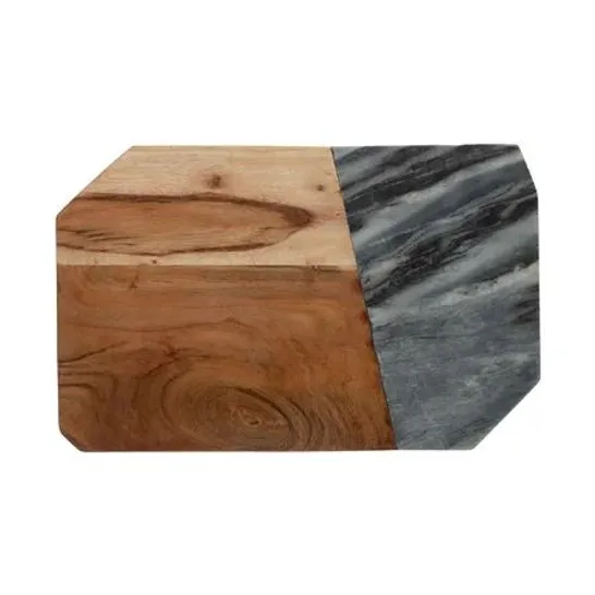 BOXED ELEMENTS MARBLE/ACACIA RECTANGULAR BOARD