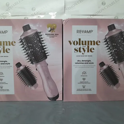 LOT OF 4 BOXED REVAMP PROFESSIONAL VOLUME AND STYLE 1200W BLOW DRY BRUSHS