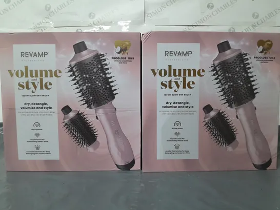 LOT OF 4 BOXED REVAMP PROFESSIONAL VOLUME AND STYLE 1200W BLOW DRY BRUSHS